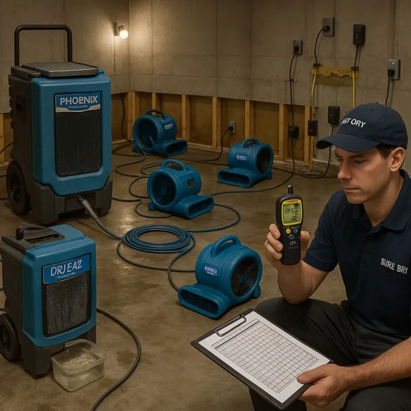 Structural Drying and Dehumidification process in Russiaville, IN